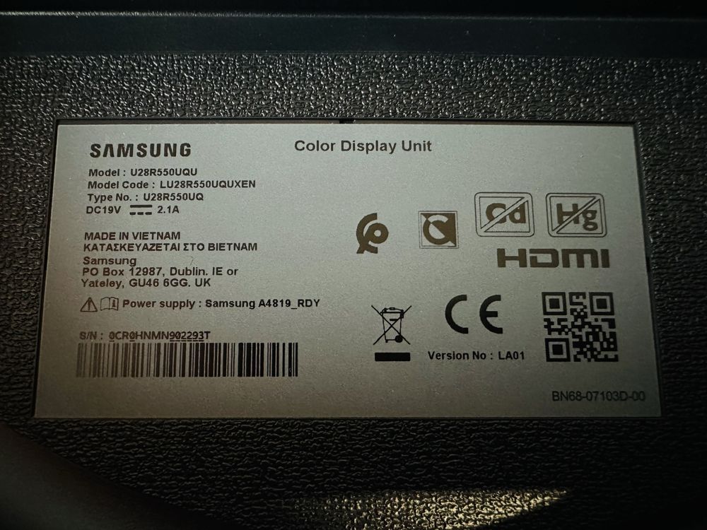 Monitor Samsung UR55 4K IPS HDR 28 Cali