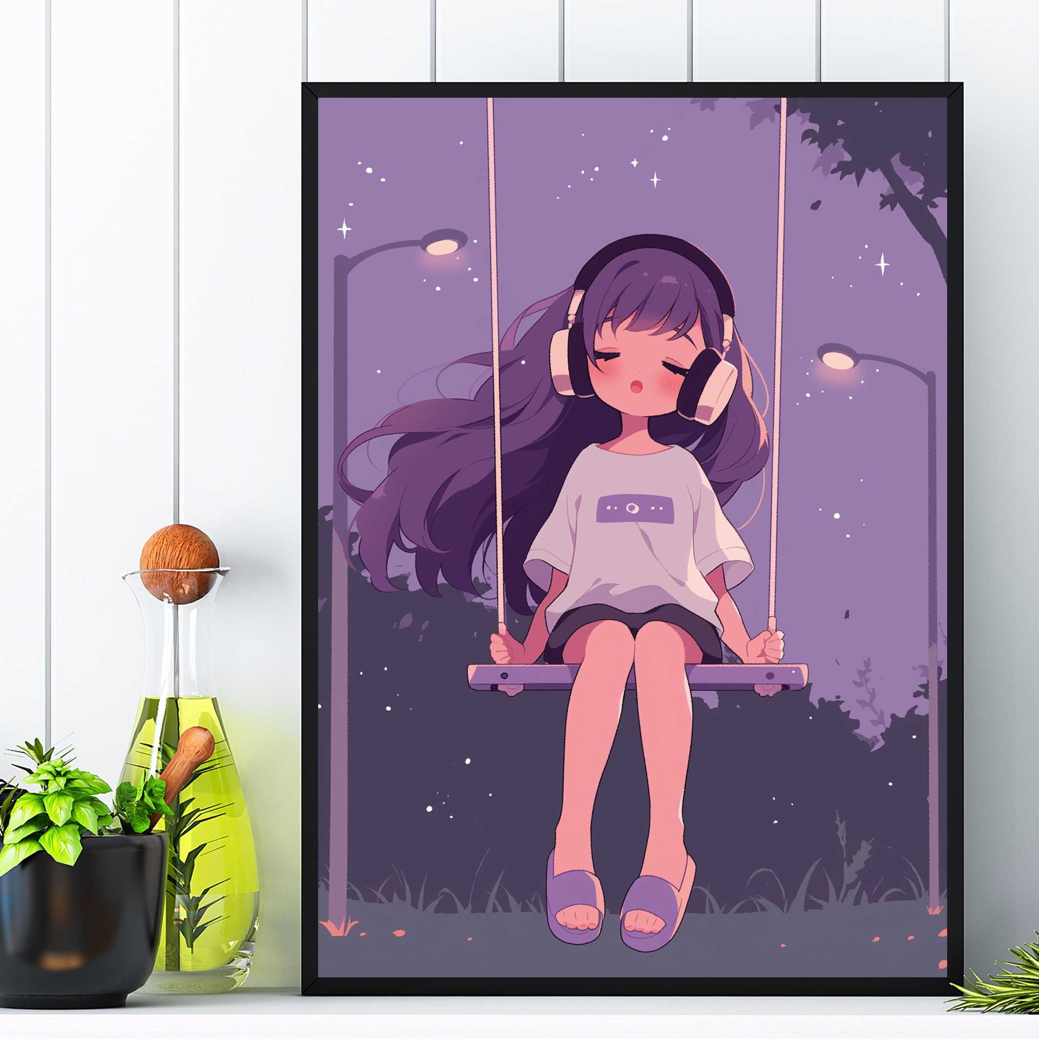 plakat anime manga japoński styl, plakat postać anime styl manga