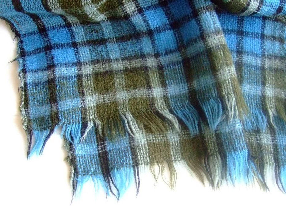 szal szalik duży koc wełniany wełna moher mohair 47x165 cm