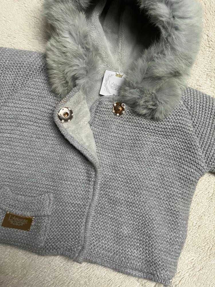 Sweter/kurtka z futerkiem królika, rozm. 74, LAttante