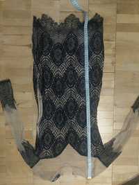 Платье мерлин сетка прозрачное черное на выпускной SM кружево гепюр