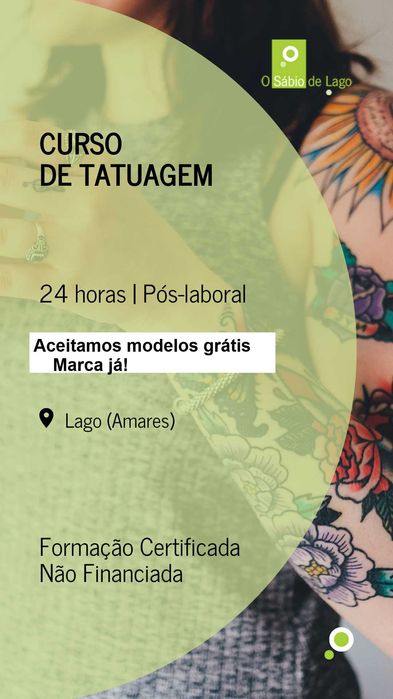 Queres fazer uma tatuagem gratuita? Aceitamos modelos