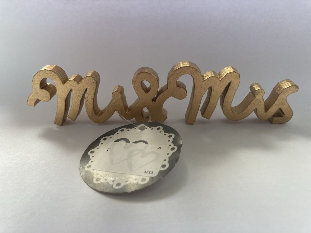 Złoty napis na stół weselny Mr&Mrs NOWY