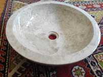Lavatório circular 40 cm em pedra mármore creme