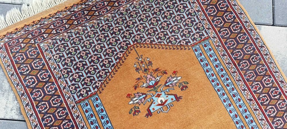 Perski dywan wełniany tkany ręcznie 132 x 80 cm wełna modlitewnik