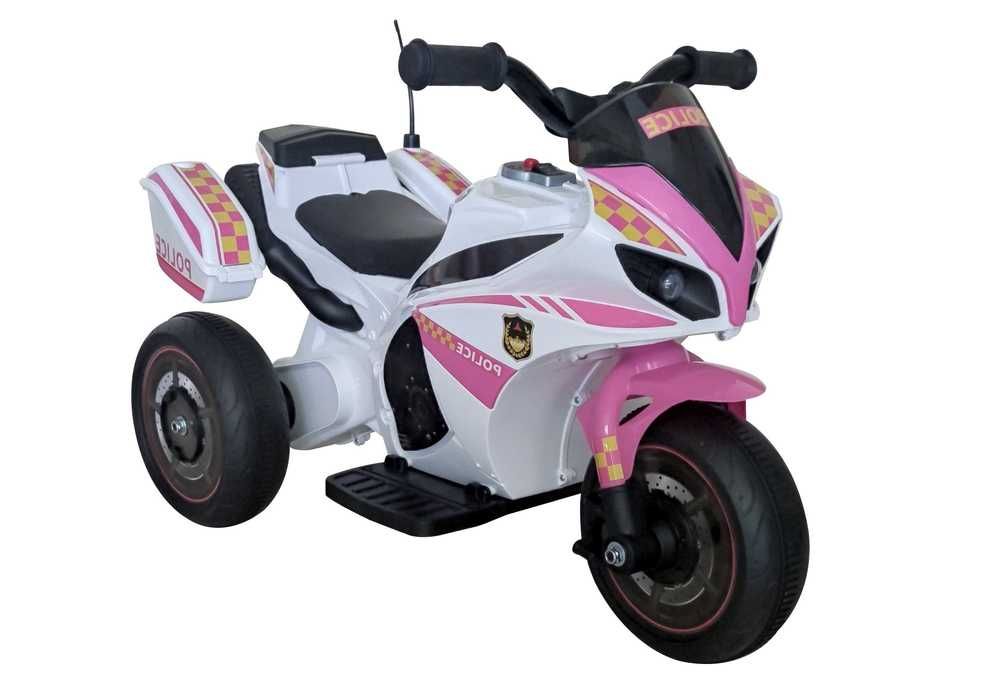 NOWY Trzykołowy MOTOR Policyjny na akumulator dla dzieci dziewczynki