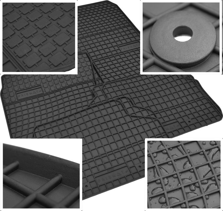 Dywaniki gumowe samochodowe do auta dopasowane czarne Prismat +stopery