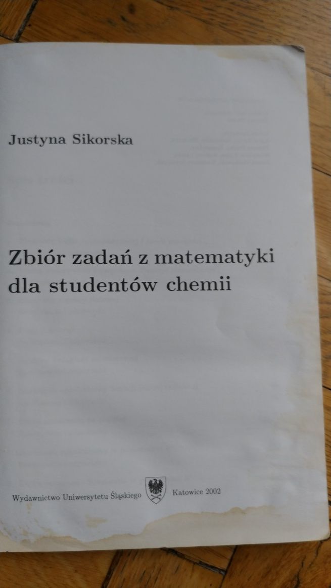 Zbiór zadań z matematyki dla studentów Chemii Uniwersytetu Śląskiego