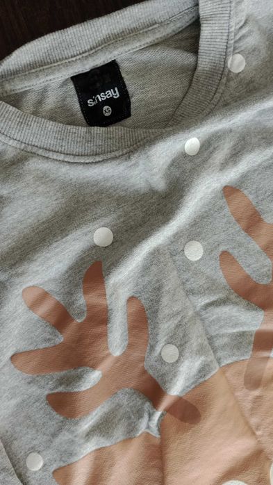 Bluzka świąteczna XS , szara z reniferem