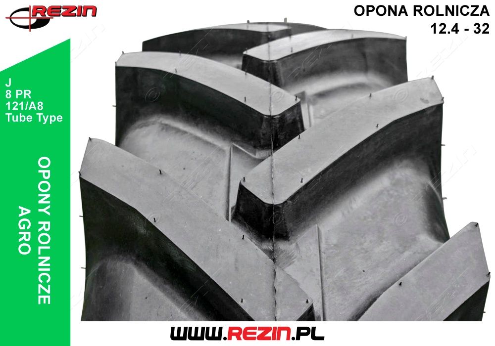 Opona rolnicza 12.4 - 32 REZIN (320/85/32) POLSKA BIEŻNIKOWANA