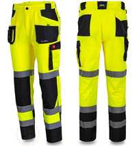 Spodnie robocze ODBLASKOWE OSTRZEGAWCZE ochronne żółte BHP L / 50