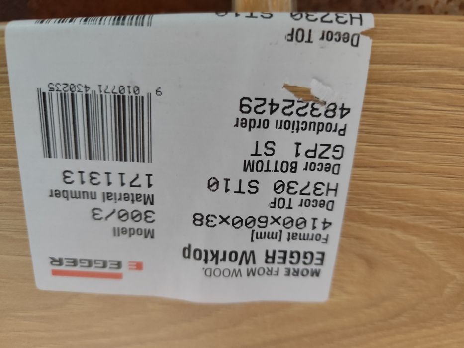 Blat kuchenny 38mm kolor dąb