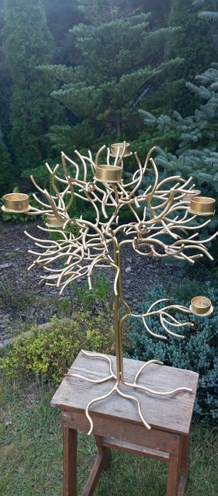 Metalowe drzewko - Ręcznie robiony -świecznik 63cm.
