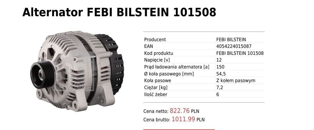 Alternator Febi Bilstein 101508