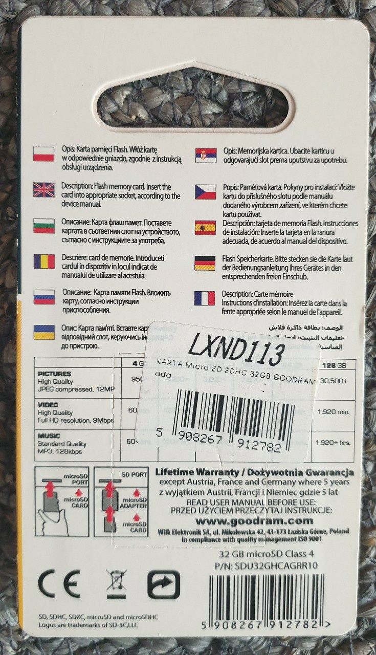 Karta pamięci micro SD, 32 GB