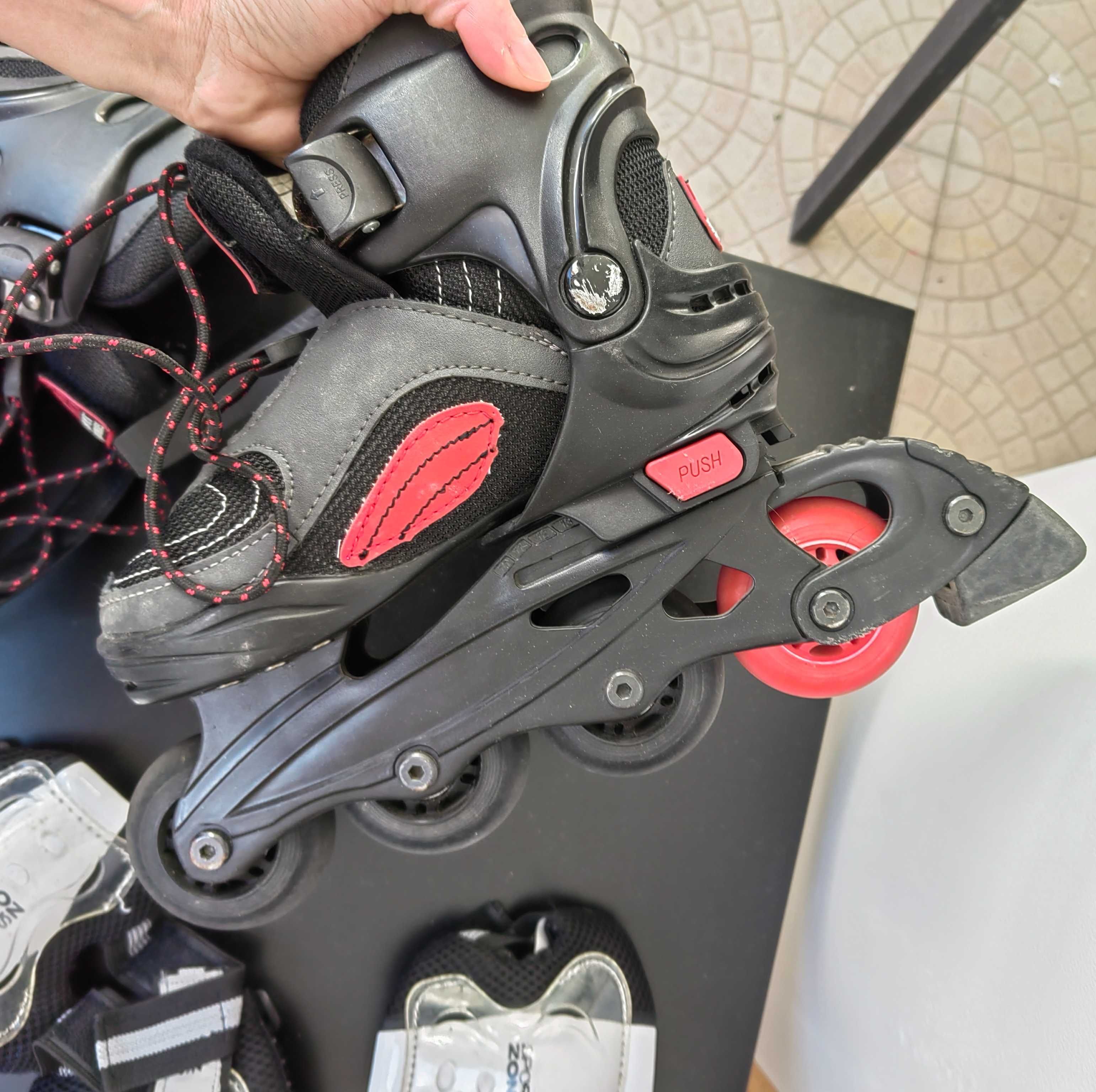 Patins em linha + proteções