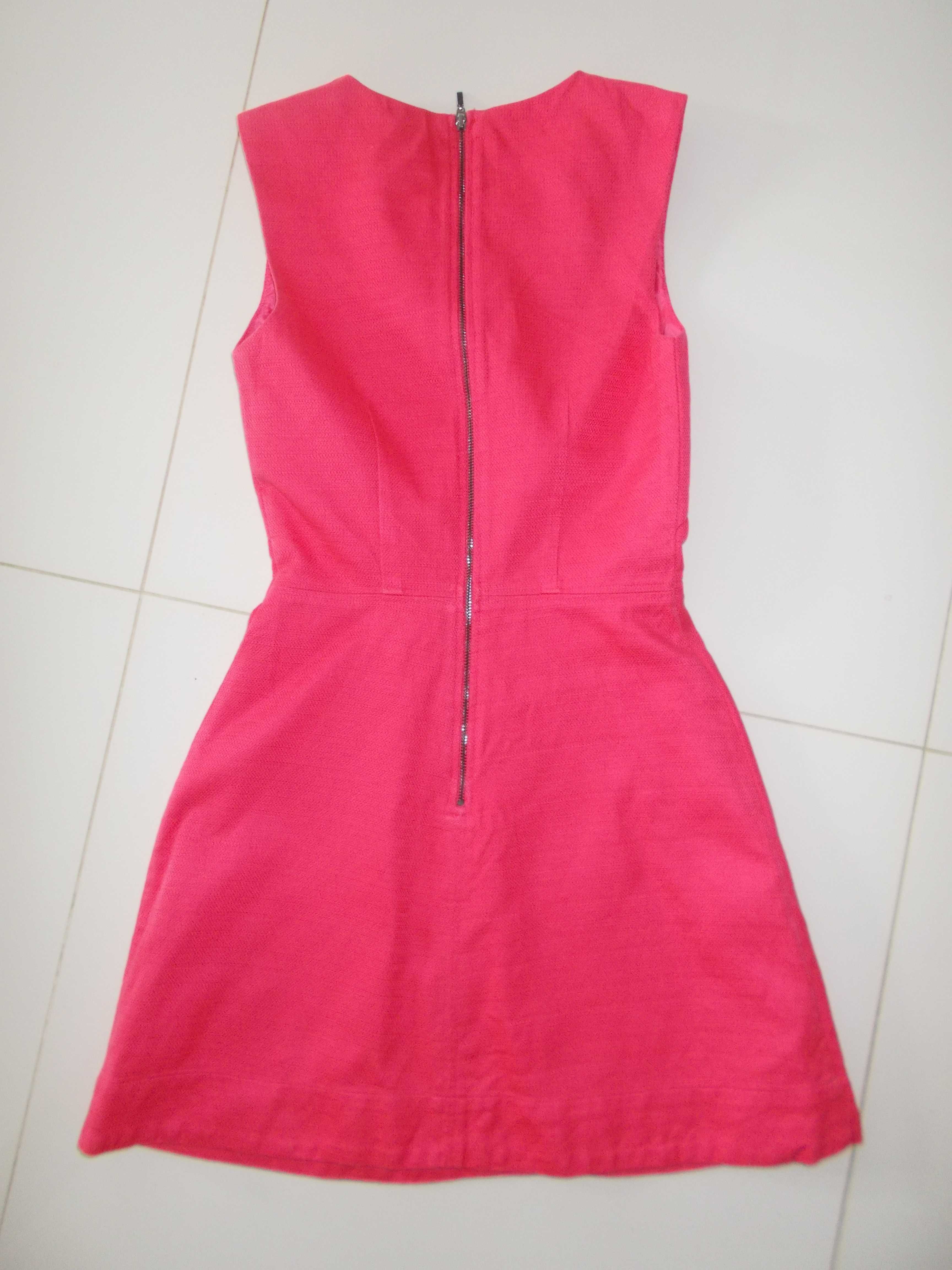 H&M sukienka damska XS 34 prosta fakturowana malinowa