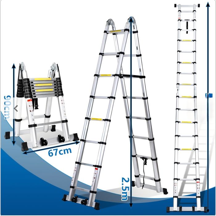 Escada telescópica 2,5m X 2,5m até 5m