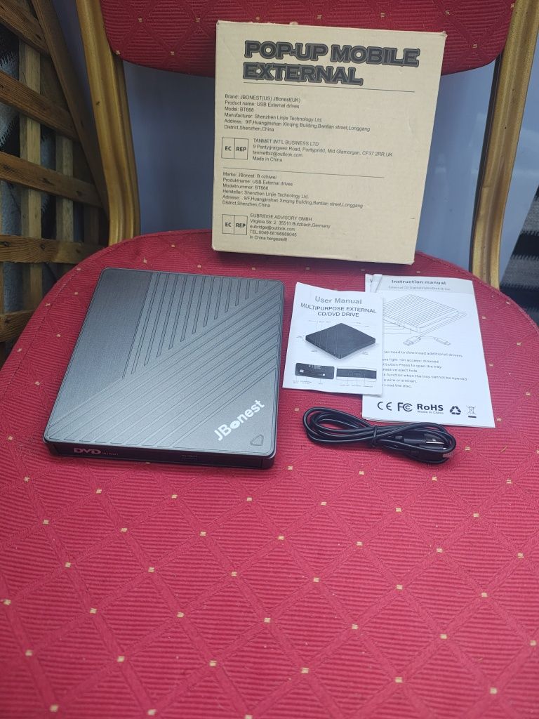 Nagrywarka do komputera Laptopa JBonest Zewnętrzny napęd CD DVD USB3.0