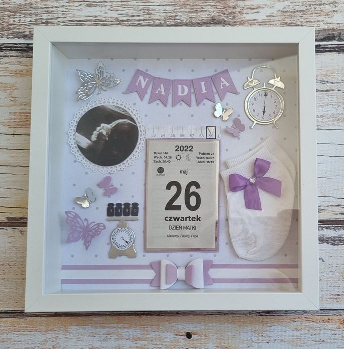 Metryczka w ramce 3d dla dziecka