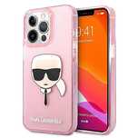 Etui Karl Lagerfeld Glitter Karl's Head na iPhone 13 Pro Max - różowe