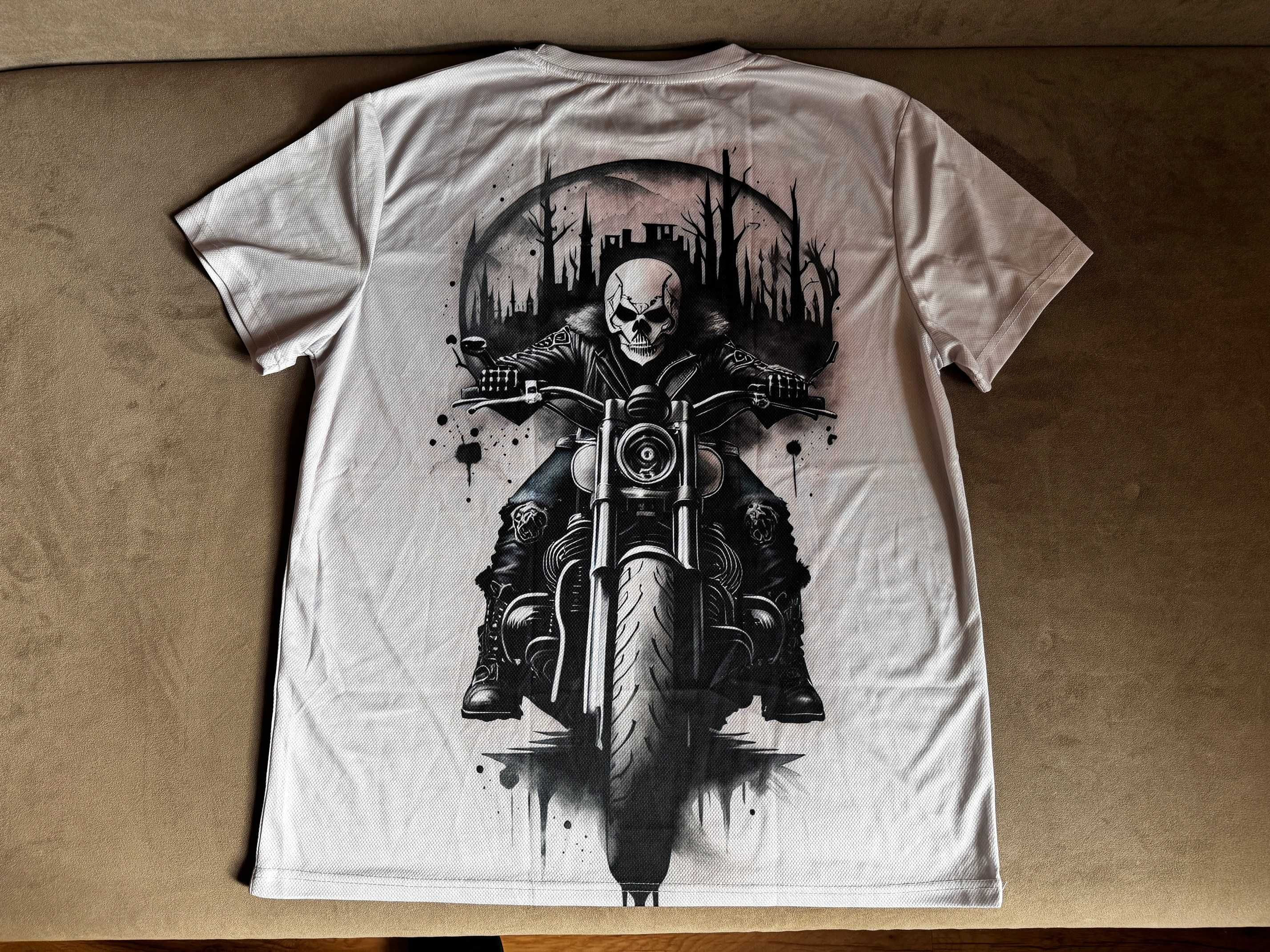 Koszulka, t-shirt męski motocyklowy z nadrukiem, r XL-nowa bez metki