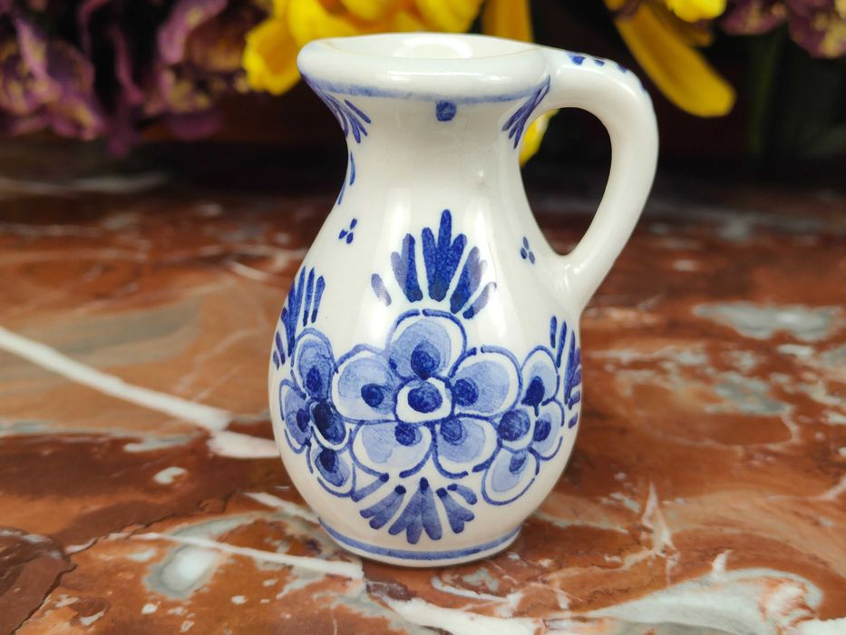 Uroczy ręcznie malowany niebieski wazonik - 7 cm - Delft Blauw