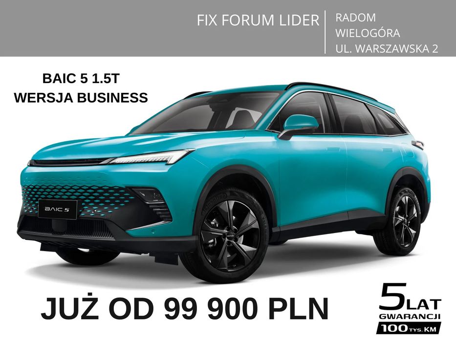 BAIC 5 Automat 177KM Gwarancja 5 lat dostępny od ręki od 99.900 brutto