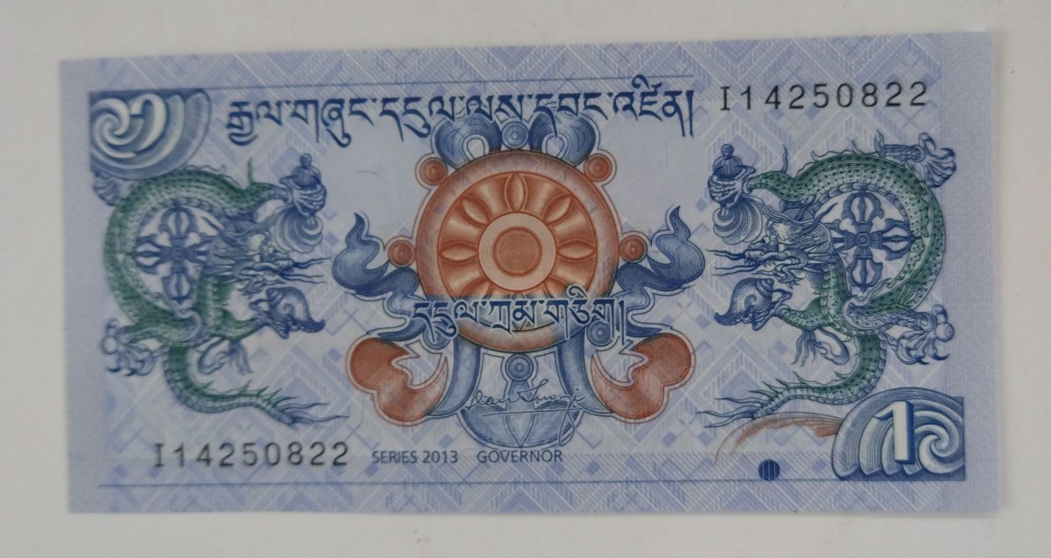 banknot  1 ngultrum , Bhutan, stan bankowy