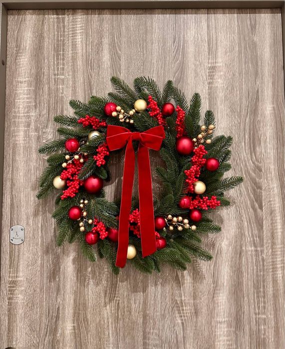 Вінок різдвяний ручної роботи 55 см зелений новорічний декор