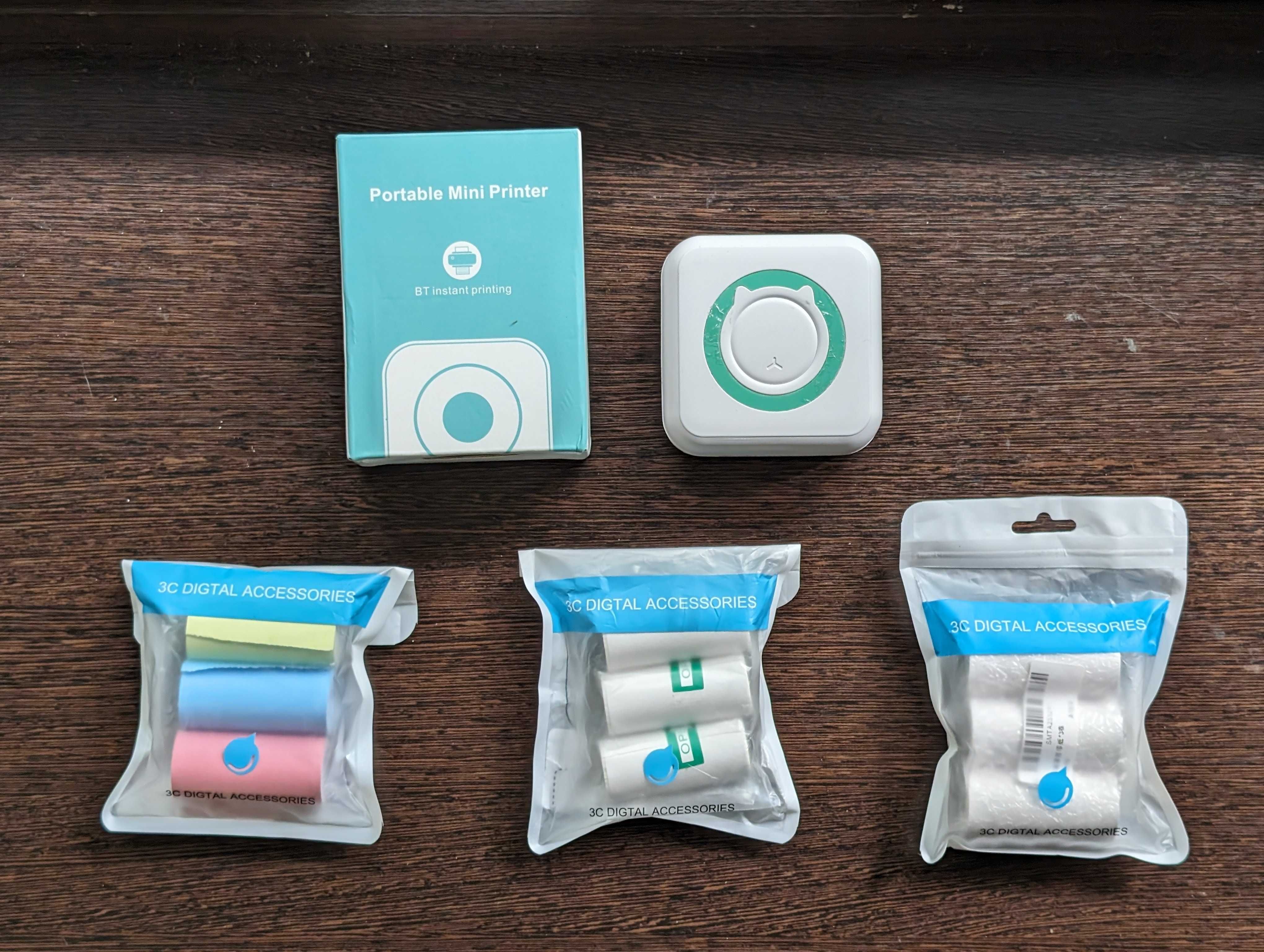 Портативный bluetooth термопринтер и бумага для него