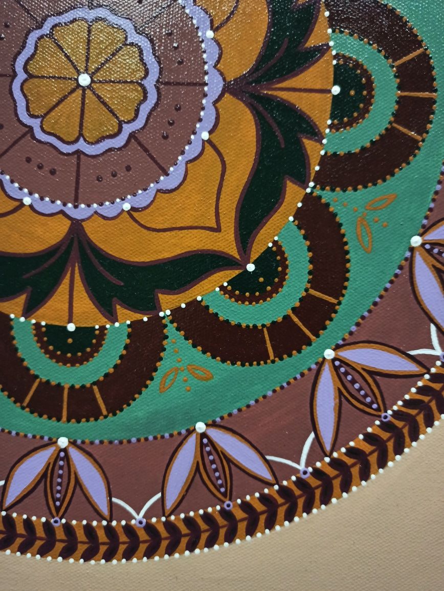 Pastelowa Mandala - obraz ręcznie malowany, akryl