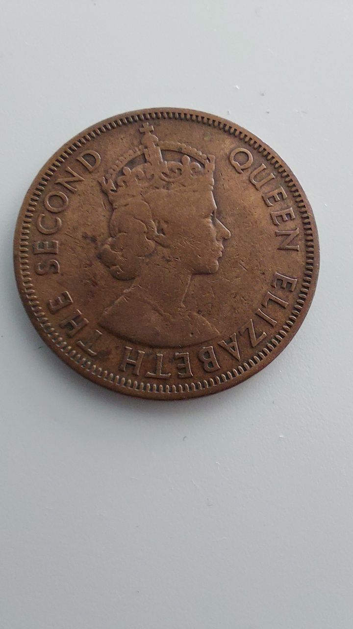 1955 Queen Elizabeth The Second 1 Cent moneta numizmatyka