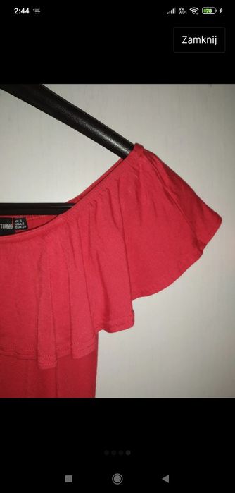 czerwona bluzka hiszpanka XS S tunika Prettylittlething