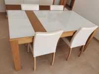 Mesa extensível de Jantar carvalho / vidro