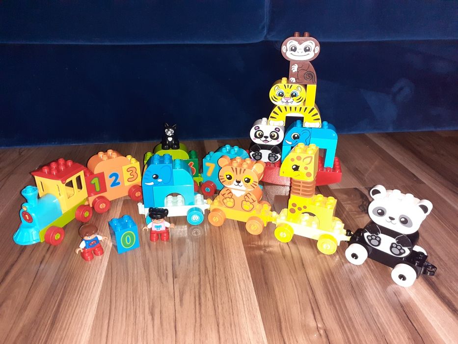 Lego duplo pociąg ze zwierzątkami 10955, cyferkami 10954 i równoważnia