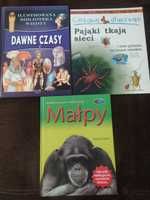 Książki edukacyjne: małpy, pająki, dawne czasy