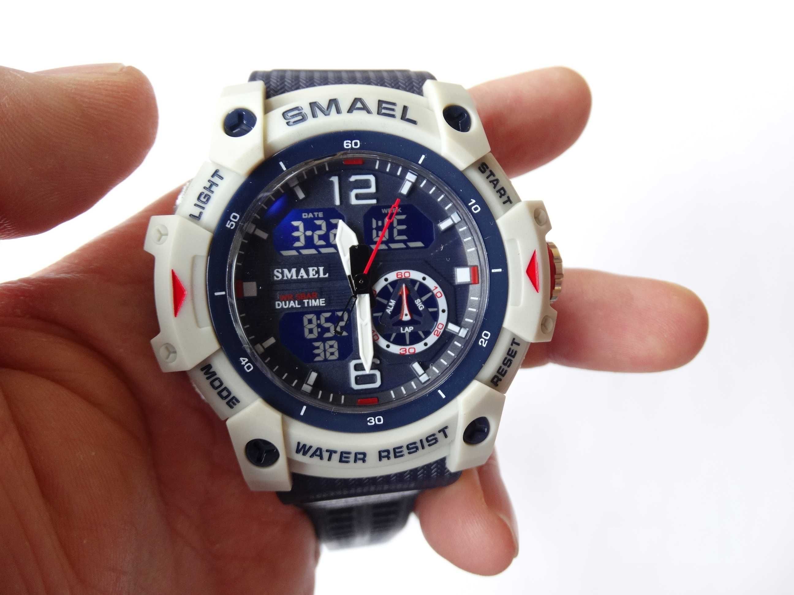 Zegarek męski Smael granatowy cyfrowy sportowy wojskowy stoper WR50