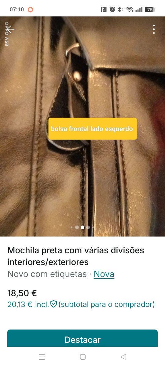 Mochila preta com imensas divisões