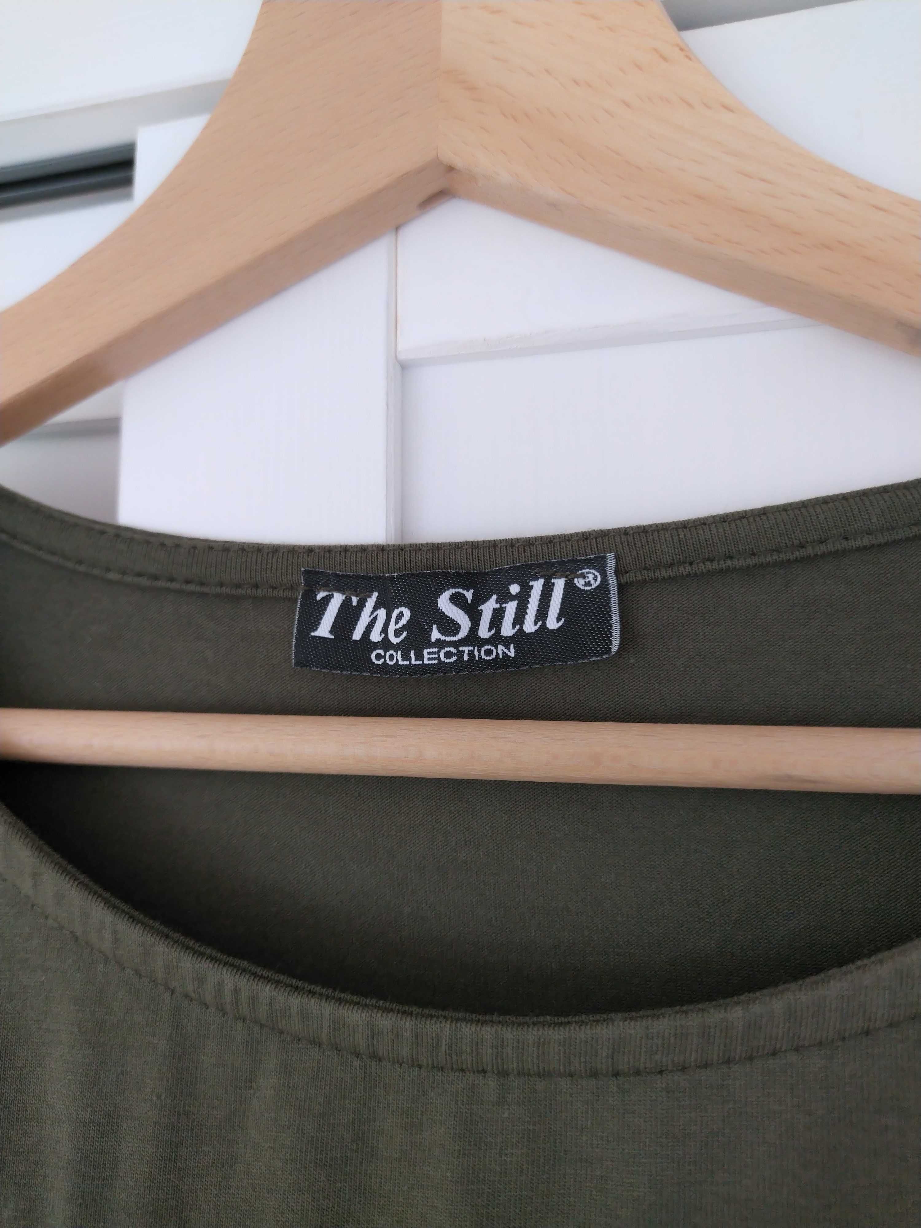 Bawełniana sukienka cottagecore The Still M/L khaki z koronką na lato