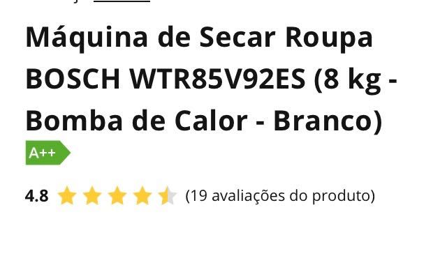 Máquina de secar roupa Bosh Série 6 a estrear