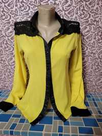 Жолтая рубашка с шифона натуральная ткань