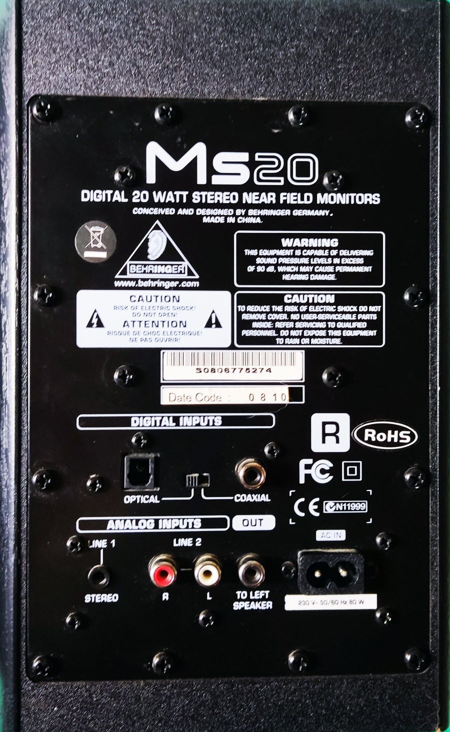 Colunas Activas MS-20 Behringer Como Novas!