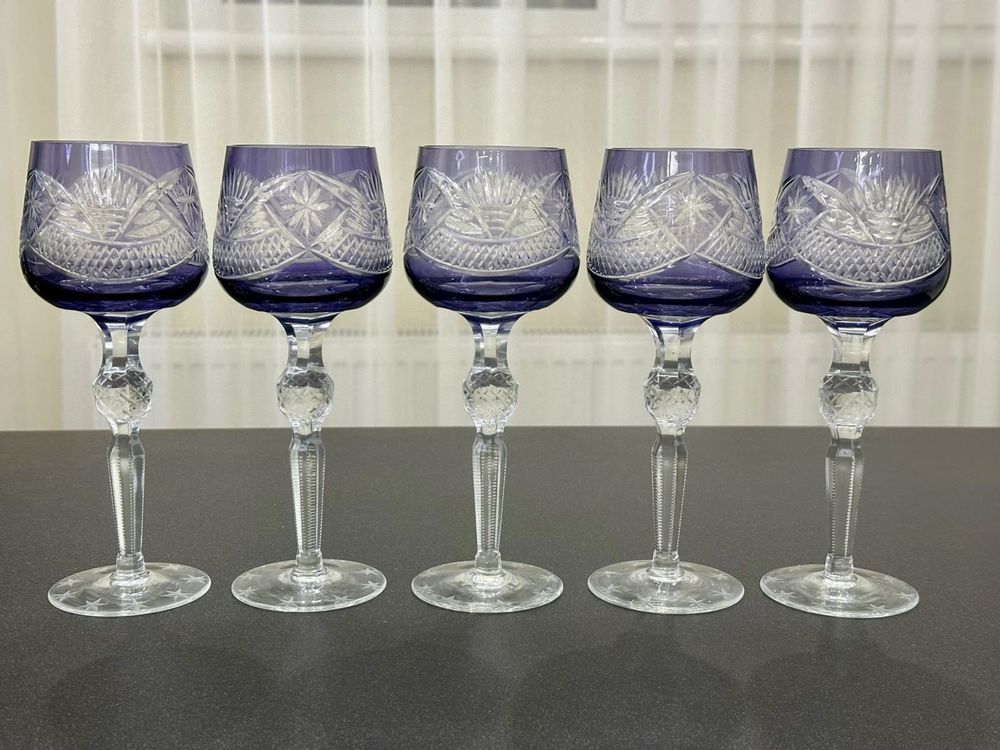 Винтажные хрустальные бокалы для белого вина GDR Германия