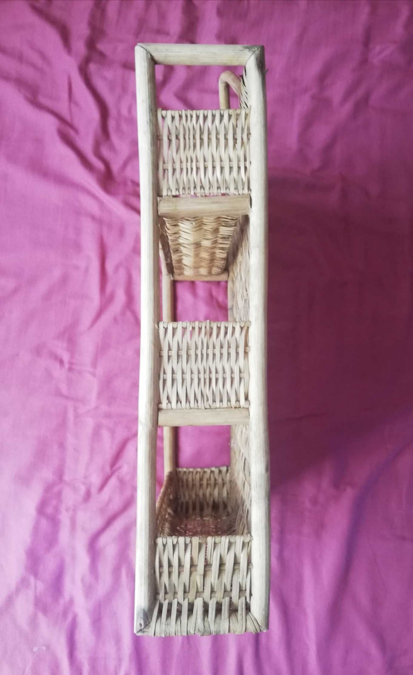 3 półeczki wiszące wiklinowe koszyki wiklinowe 52x32x10,5cm