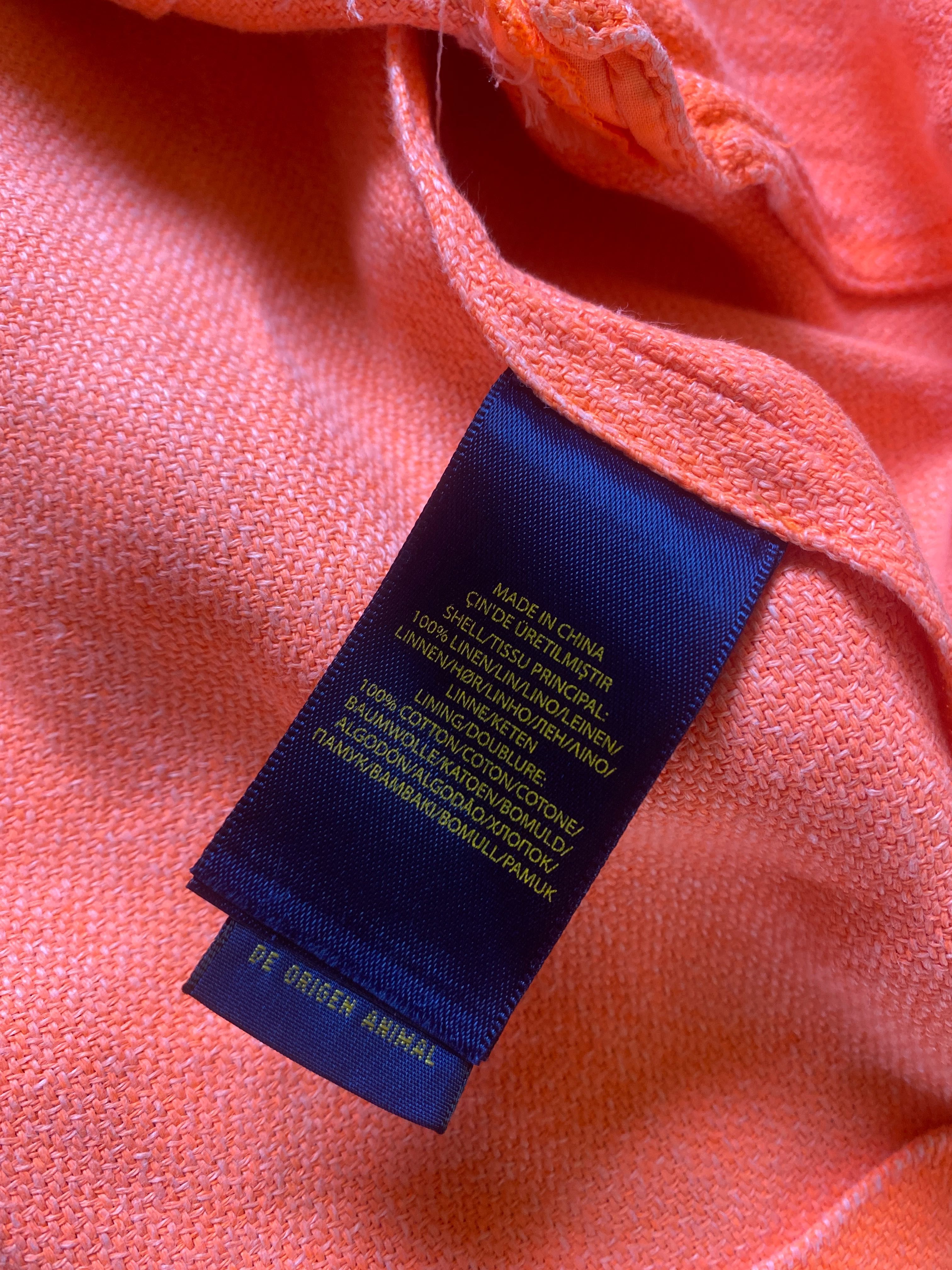 Pomarańczowy oranżowy żakiet marynarka Polo Ralph Lauren Len neon