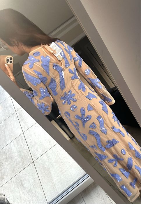 Topshop top shop sukienka maxi asos 34 xs dluga w cekiny kamienie