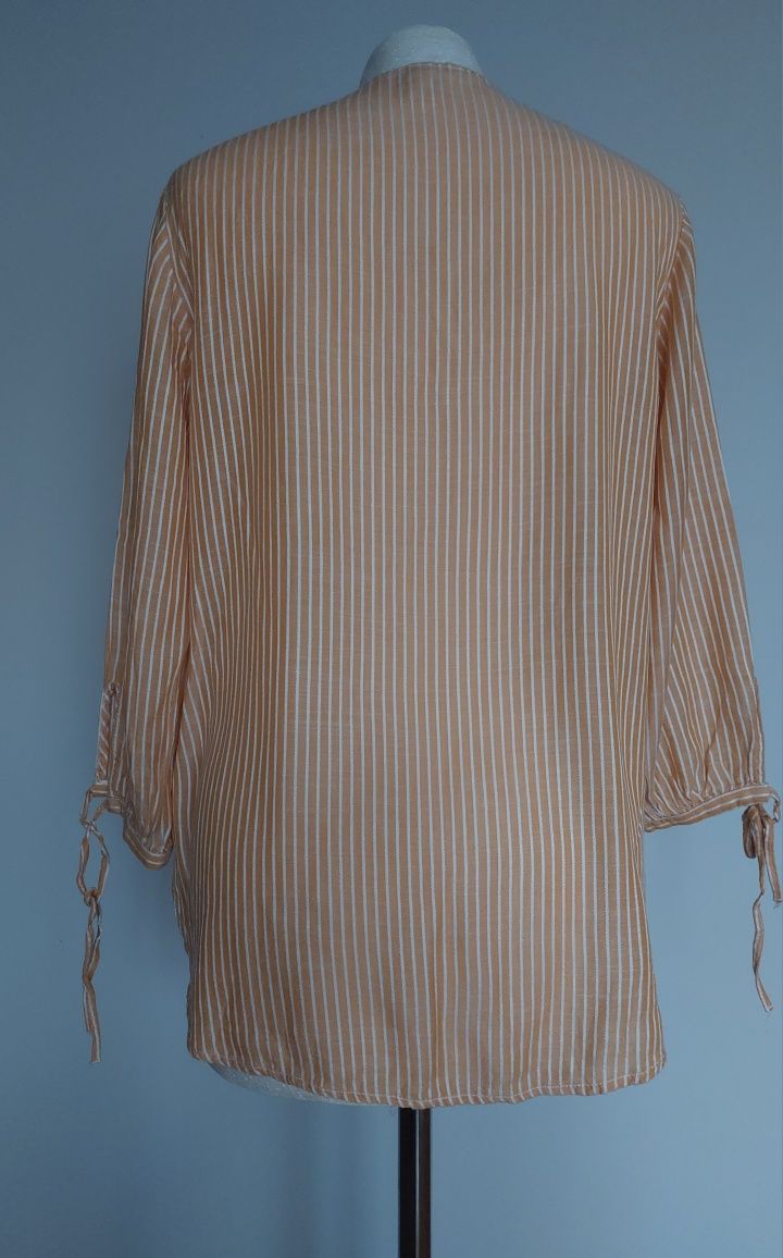 Bluzka bawełniana H&M paski biała pomarańczowa morelowa S/8/36 M przew