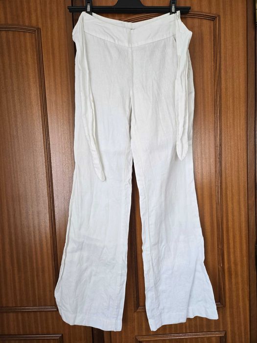 Calças Brancas de Linho Massimo Dutti