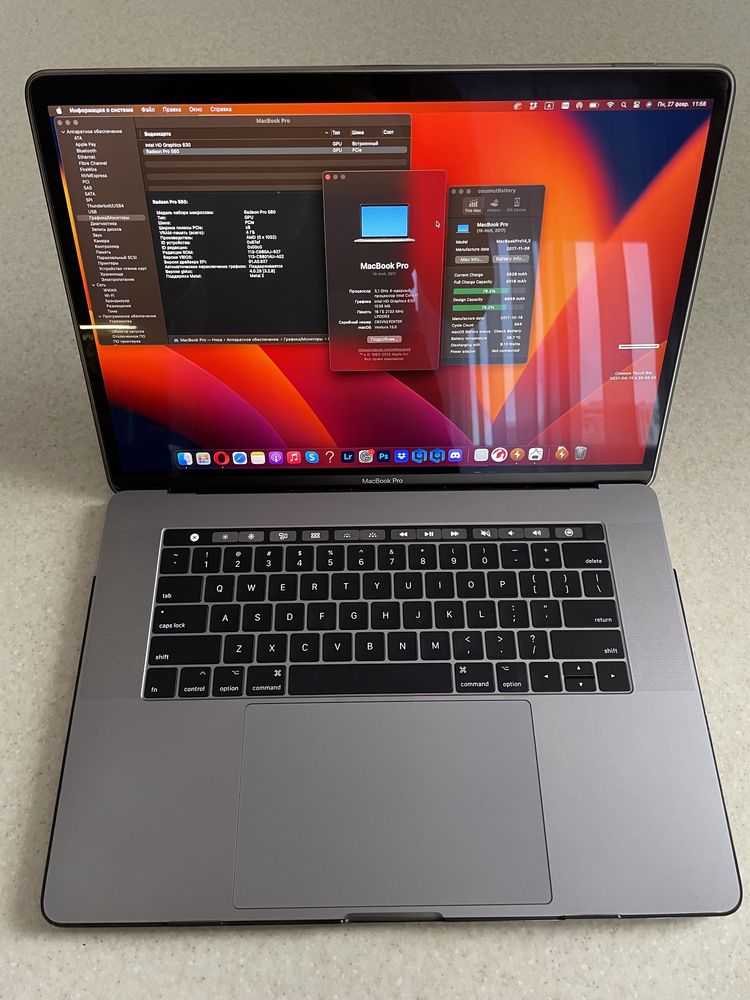 MacBook Pro Retina 15  2017 512 gb 3.1 i7 16gb Radeon 560